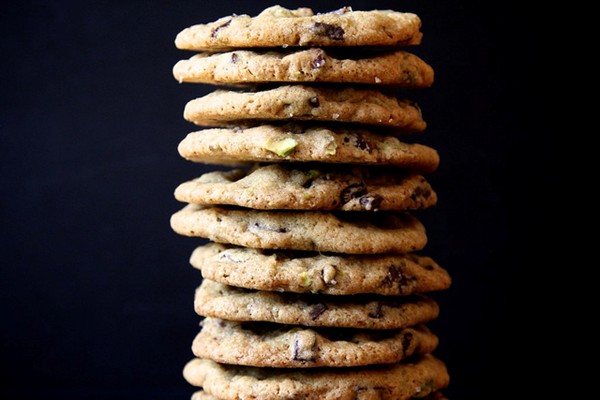 Dark chocolate, pistachio & smoked sea salt cookies