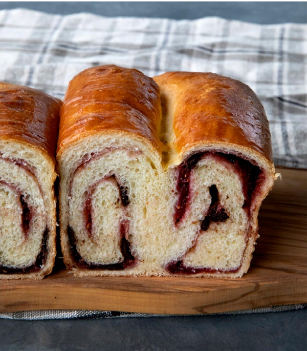 Dark chocolate raspberry swirl bread