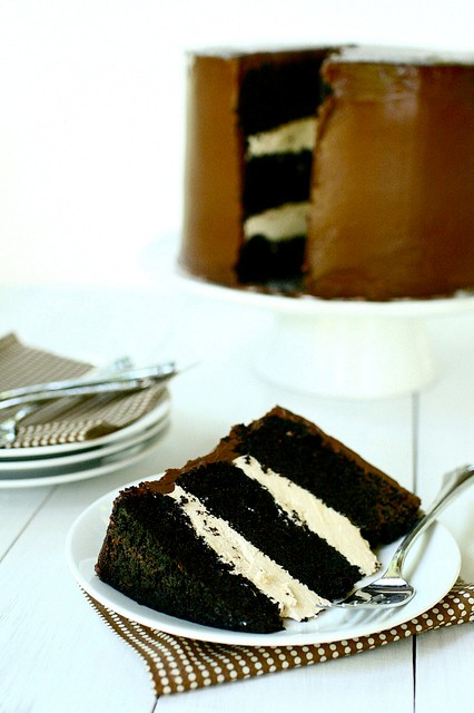 Dark chocolate salted caramel layer cake