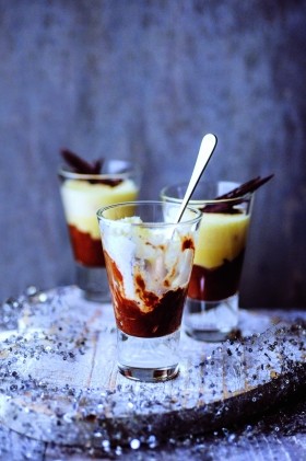 Dark mint and white chocolate mousse duo