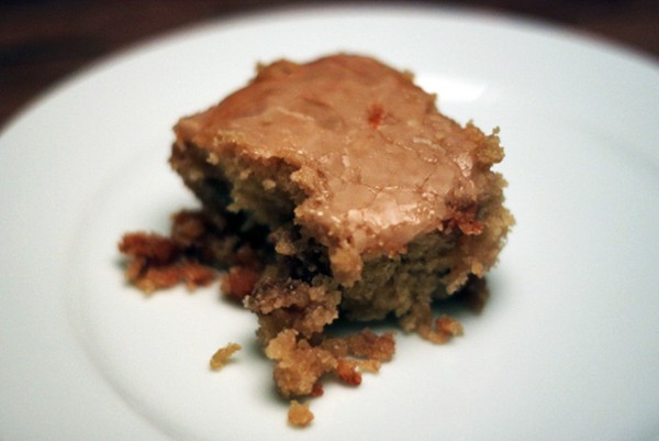 Date and coffee sponge cake with a coffee glaze