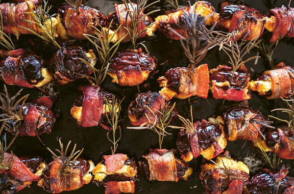 Date, goat's cheese and bacon devils