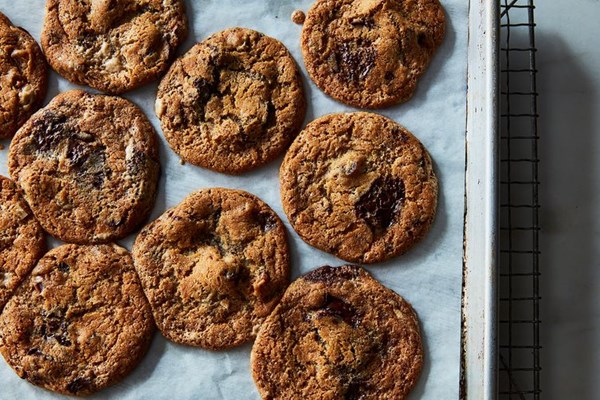 Date, halvah, and chocolate chunk cookies