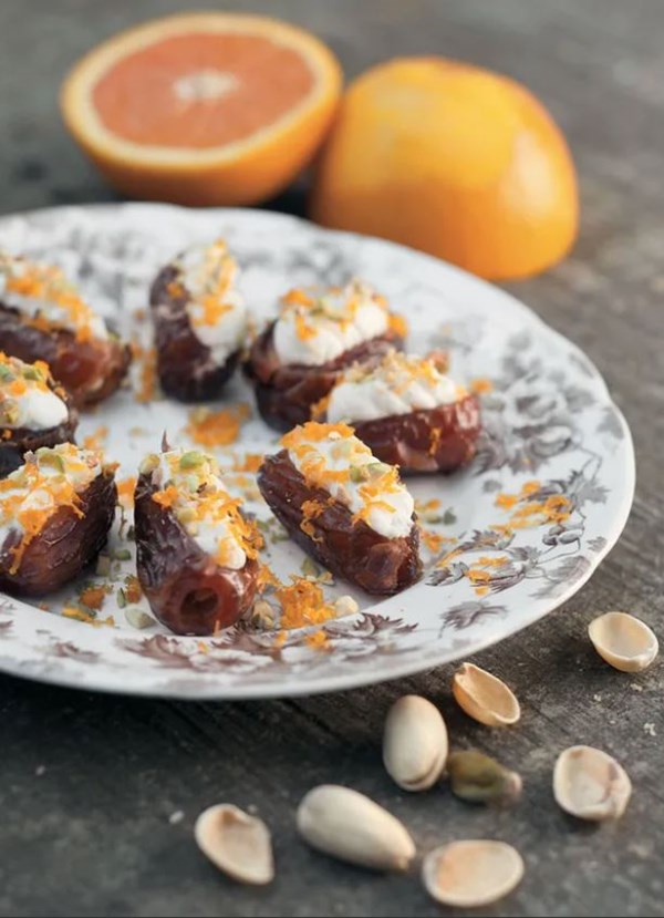 Dates with orange and pistachio
