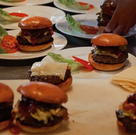 David Blackmore's fullblood wagyu hamburger with bacon, Gruyère & zuni pickle