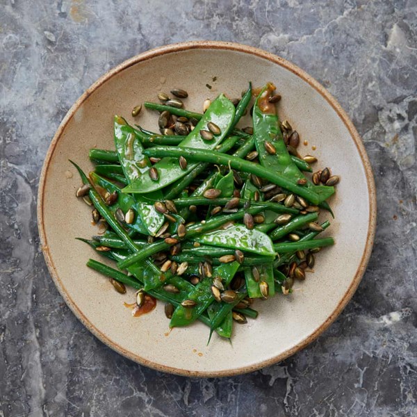 David's miso-glazed green beans