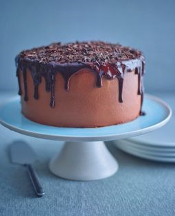 Death by chocolate fudge cake with chocolate ganache drizzle