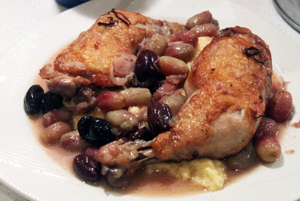 Deb Perelman's harvest roast chicken with grapes and olives