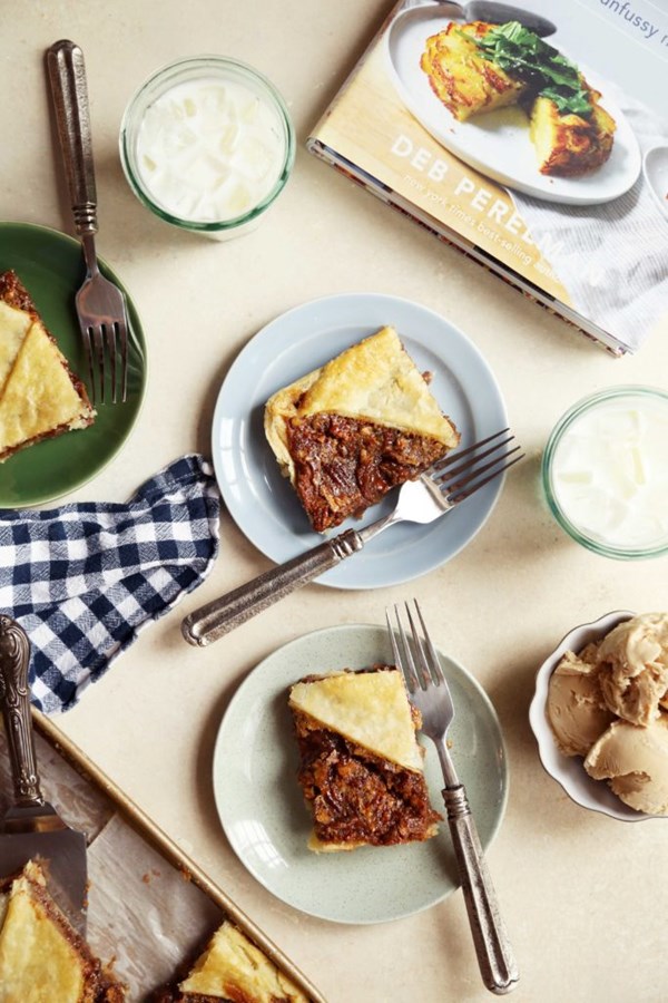 Deb's chocolate pecan slab cake