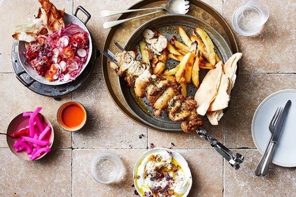 Deconstructed chicken shawarma