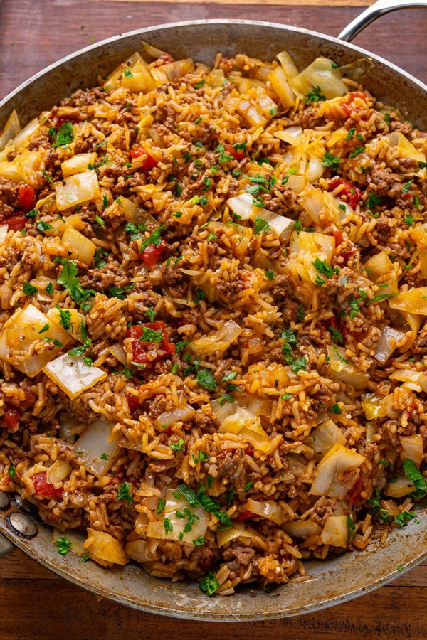 Deconstructed skillet stuffed cabbage rolls