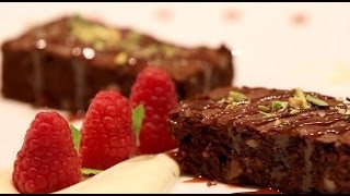 Deconstructed three-chocolate brownies