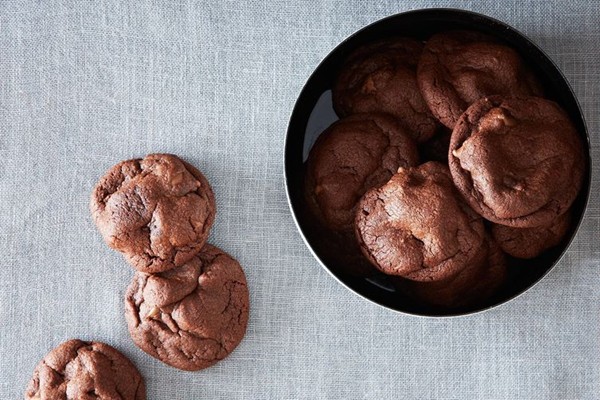 Deep chocolate cookies with milk chocolate chips