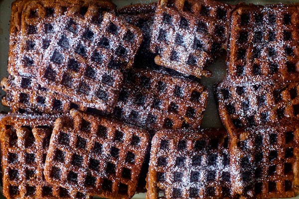 Deep dark gingerbread waffles