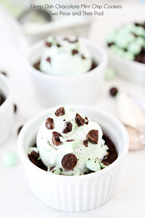 Deep dish chocolate mint chip cookies