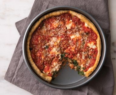 Deep-dish spinach and ricotta [pizza]