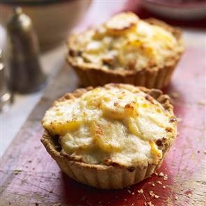 Deep-filled mushroom and potato dauphinois tarts