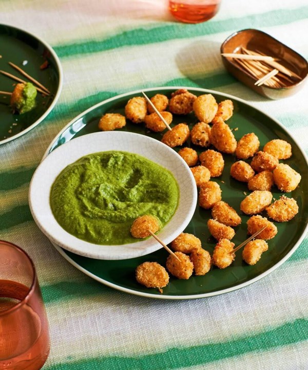 Deep-fried crumbed garlic cloves