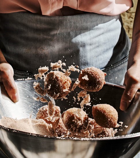 Deep-fried drop biscuits with cinnamon sugar