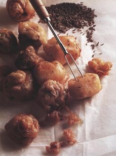Deep-fried feta cheese and mushrooms in beer and caraway batter
