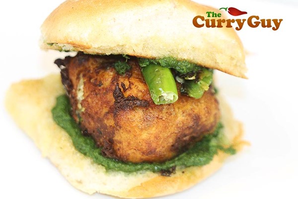 Deep-fried mildly spiced potato burger (Vada pav)