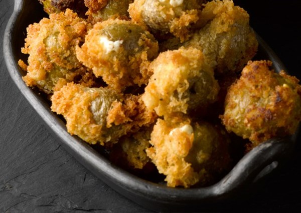 Deep-fried stuffed green olives