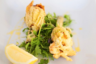 Deep-fried zucchini flowers with four cheeses
