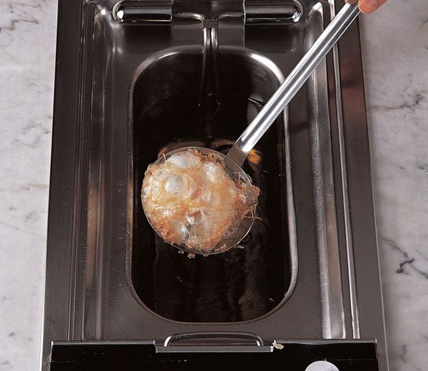 Deep-frying eggs