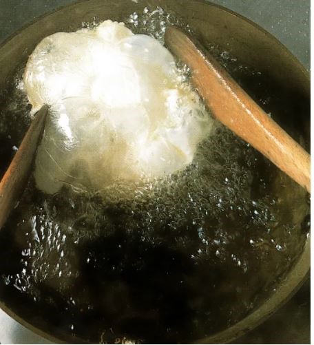 Deep-frying eggs