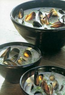 Delectable coconut soup with mussels