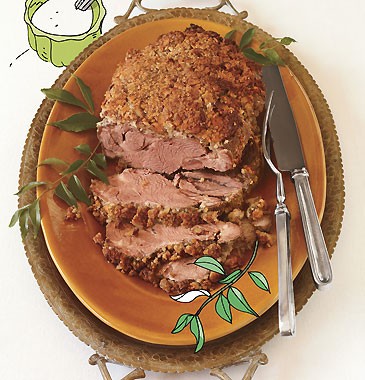 Delhi-style yogurt-marinated lamb with nut crust