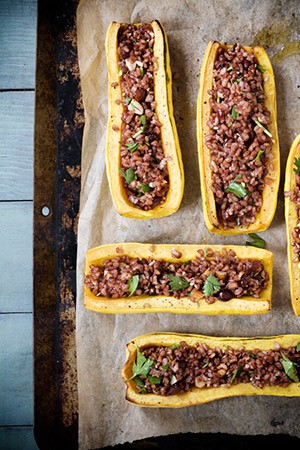 Delicata boats with red rice stuffing