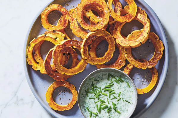 Delicata rings with kefir-ranch dip