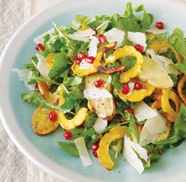 Delicata squash salad with fingerling potatoes and pomegranate seeds