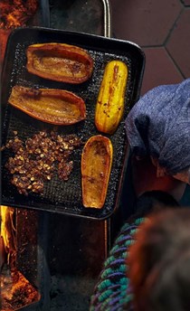 Delicata squash with butter, brown sugar, cumin and its own seeds