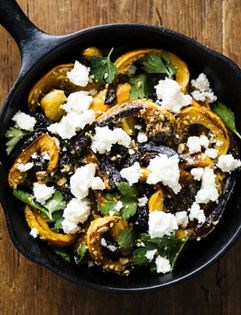 Delicata squash with dukkah, ricotta, and dried cherries