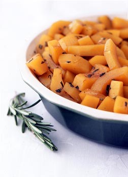 Delicata squash with rosemary, sage, and cider glaze