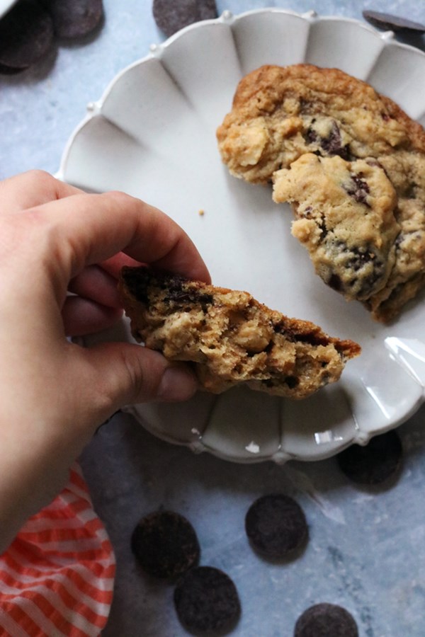 Deliciously chewy hazelnut and milk chocolate chip cookies