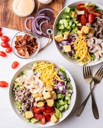 Deluxe cheeseburger bowl