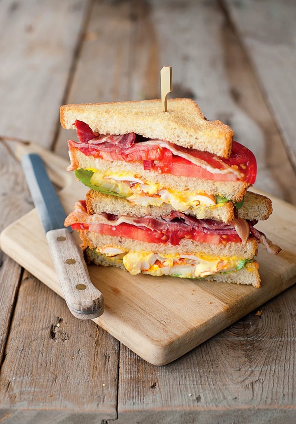 Deluxe lobster club on brioche with saffron mayo