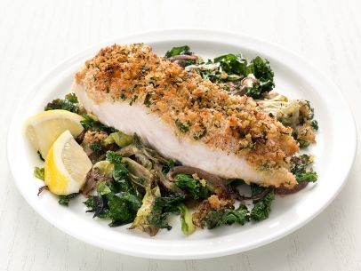 Deviled cod with winter greens
