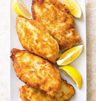 Deviled crisp breaded chicken cutlets