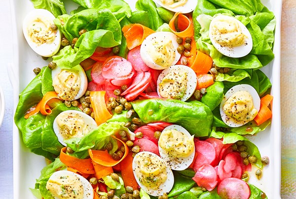 Deviled egg and pickled vegetable salad