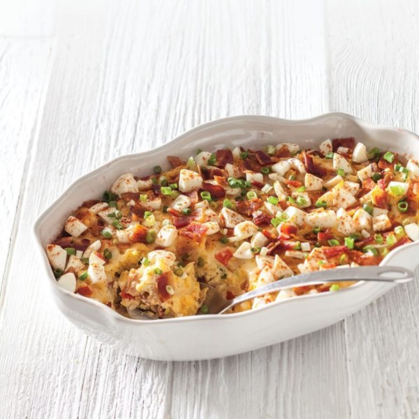 Deviled egg breakfast bake