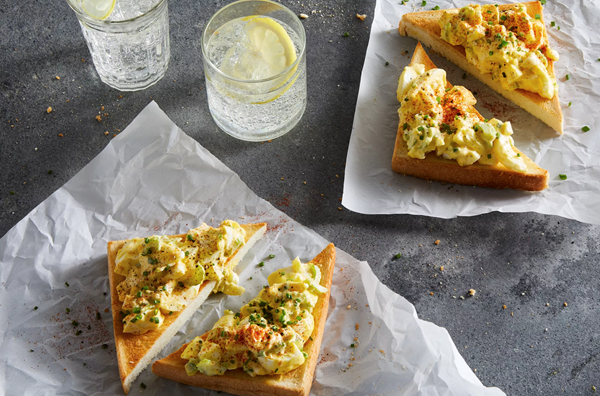 Deviled egg salad on toast 