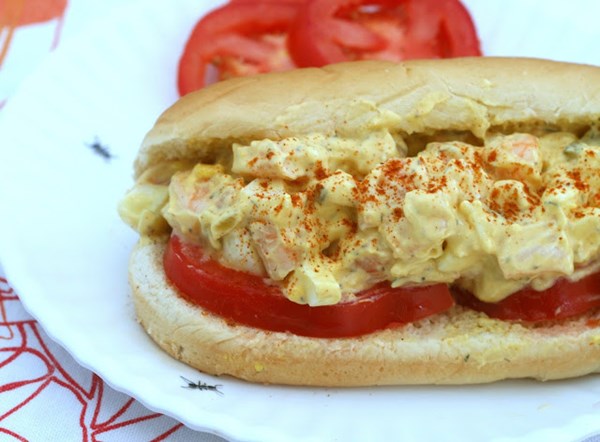 Deviled egg shrimp salad