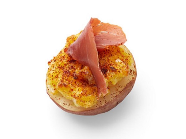 Deviled egg stuffed potatoes 