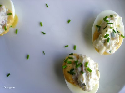 Deviled eggs with crabmeat ravigote