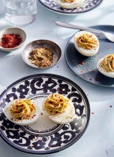 Deviled eggs with dukkah