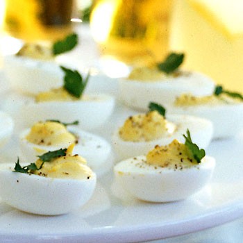 Deviled eggs with horseradish and black pepper